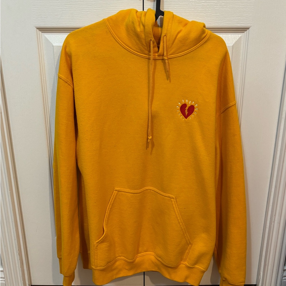 Yellow Heart Embroidered Oversized Hoodie